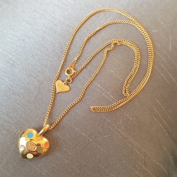 Joan Rivers vintage 1990's gold-tone puffy polka dot heart - Picture 3 of 4